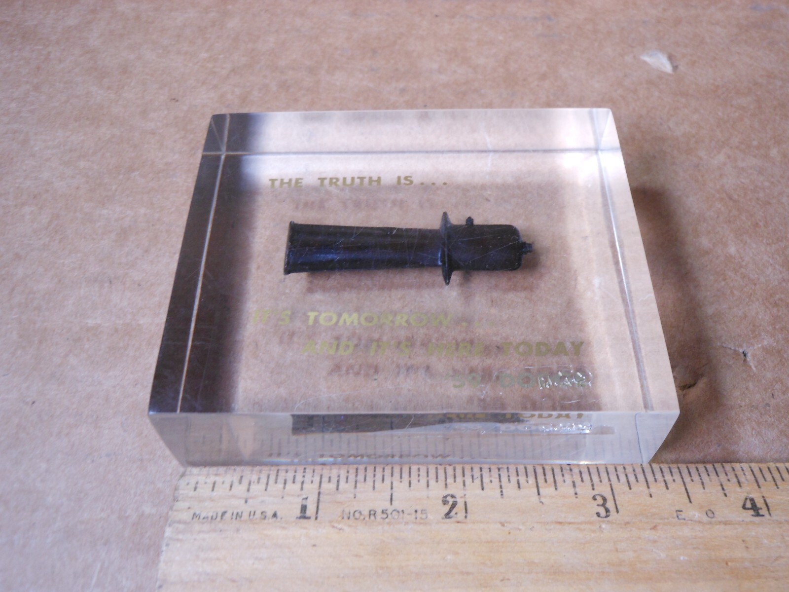 Vintage 1959 Dodge Lucite Desk Paperweight The Truth Is . . .