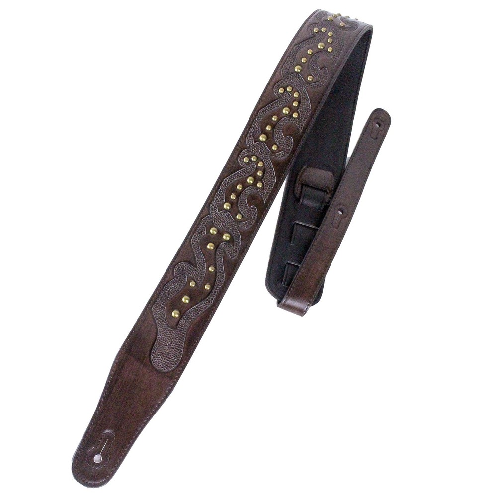 Walker & Williams GE-213 Antique Walnut Strap with Tooling & Nailhead Studs