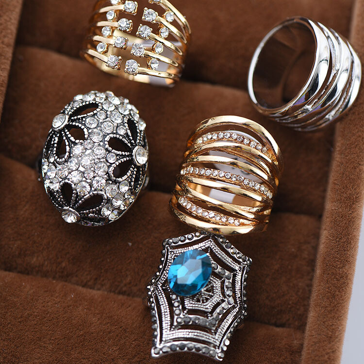 Wholesale 5-100pcs Rings Mixed Rings Bulk Finger Gemstones Crystal Jewelry Lot