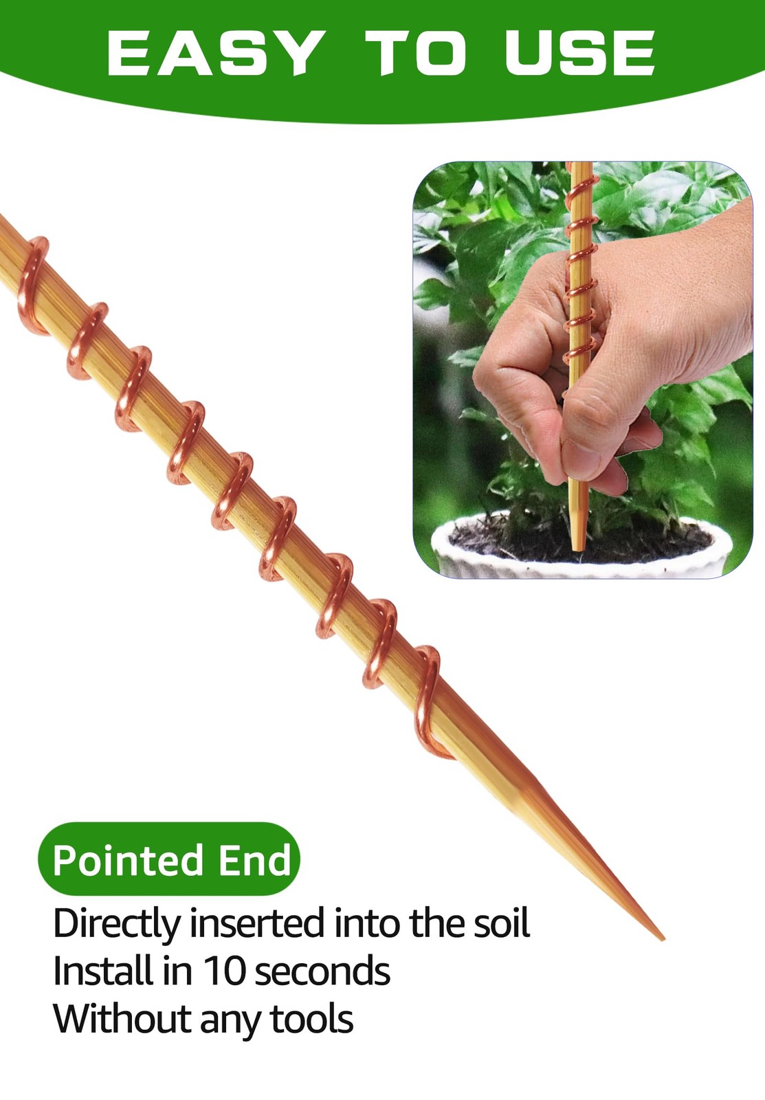 6 Pack 13" Copper Garden Stakes,Electroculture Copper Gardening Antenna, Elec...