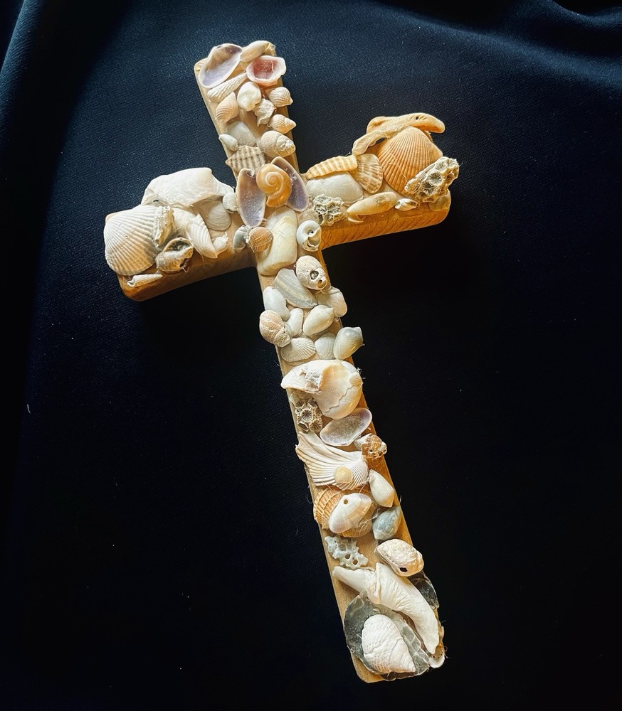 Seashell Wooden Cross Tabletop