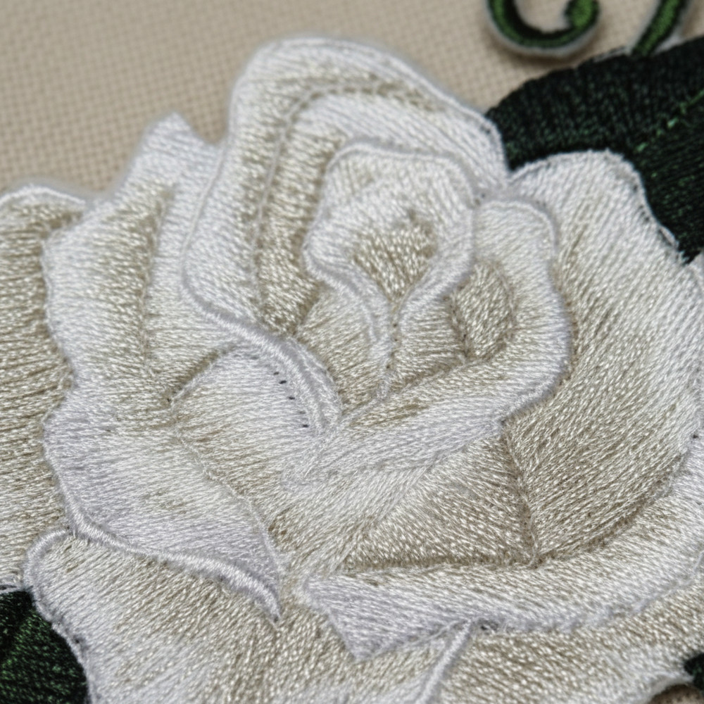 White Rose Embroidered Patch | Made in USA