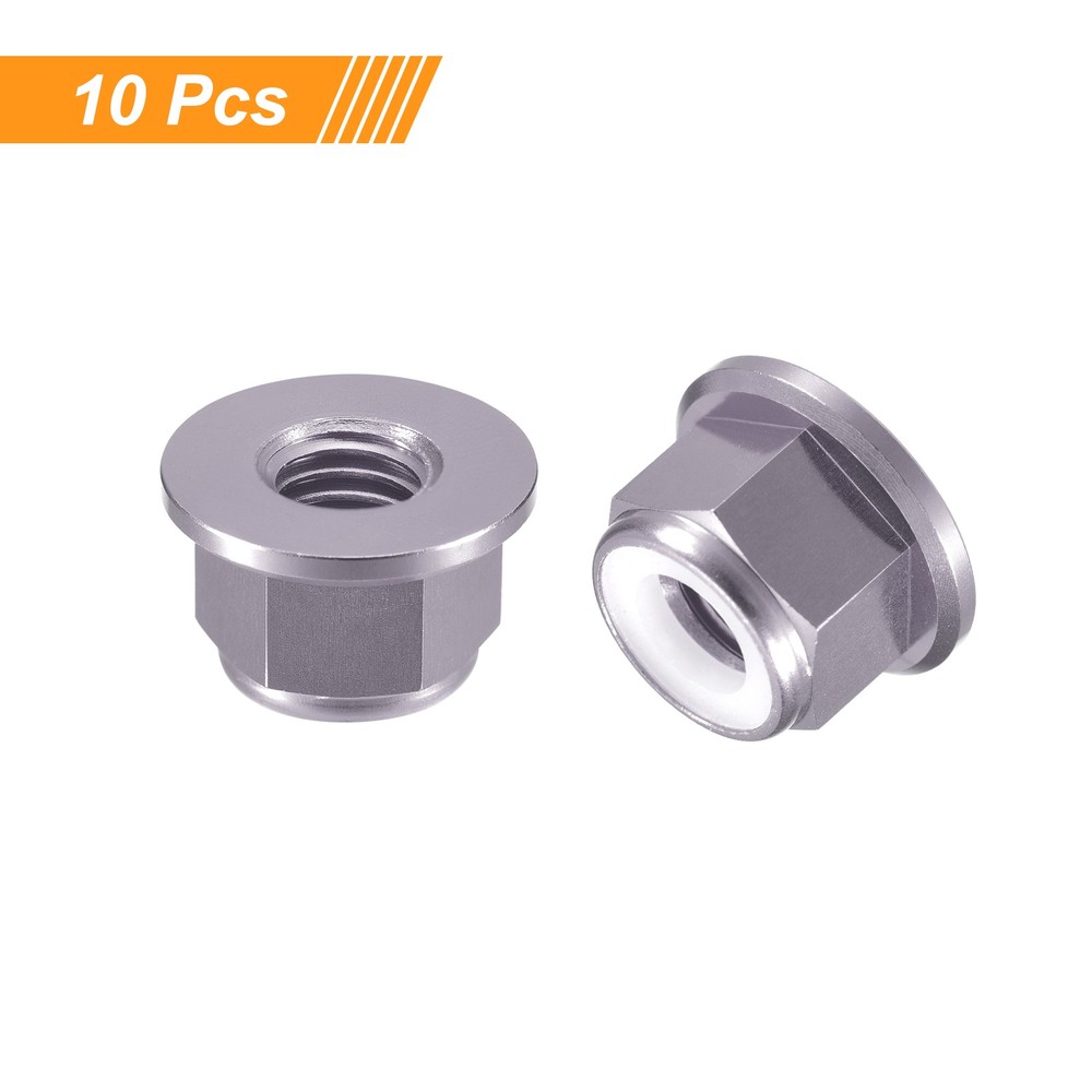 Nylon Insert Hex Lock Nuts, 10pcs - M8x1.25mm Self-Locking Nut(Titanium Gray)