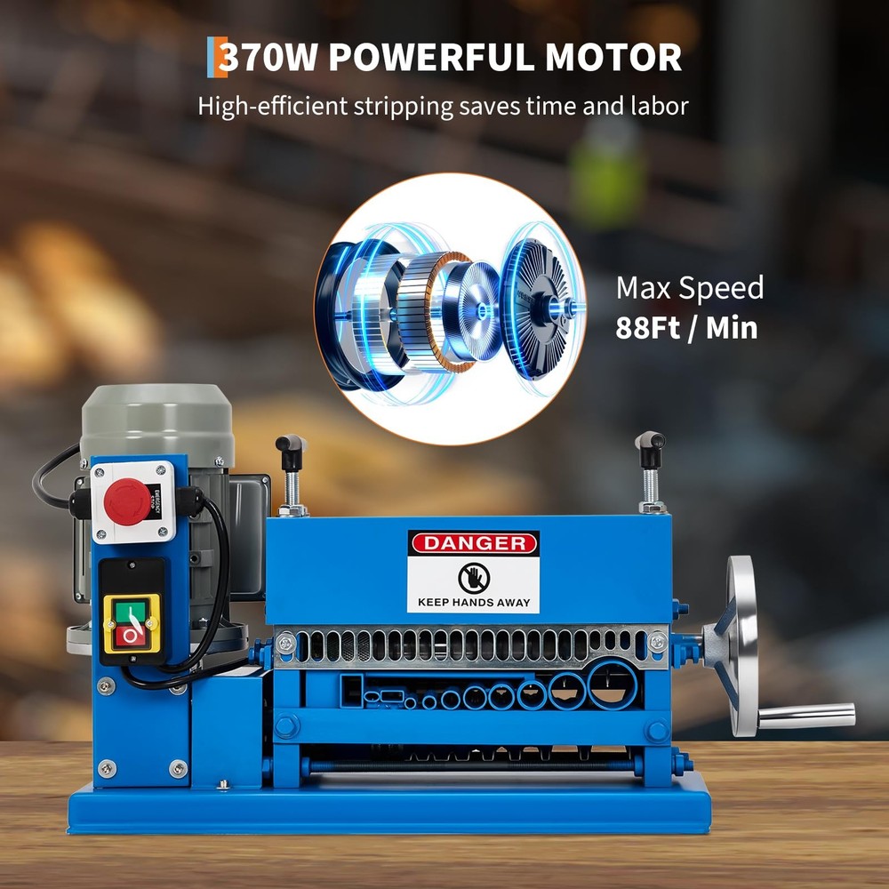 370W Automatic Wire Stripper Machine 0.06''-1.5'' Electric Copper Cable Stripper