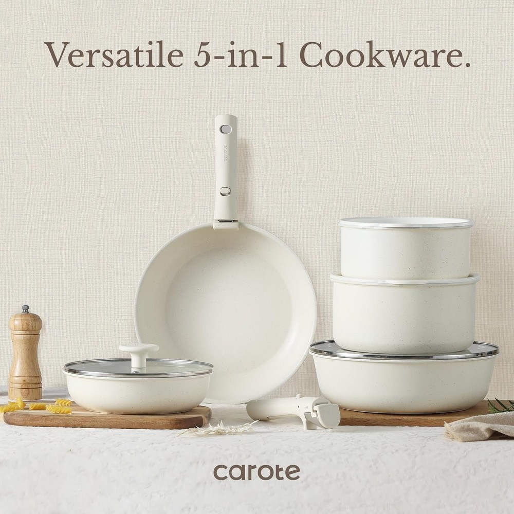 Versatile 17-Piece Pots and Pans Set: Induction Compatible & Space-Saving Design