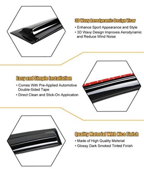 Smoke Window Visor Wind Deflector Vent Rain Guard Replacement for 2008 2009