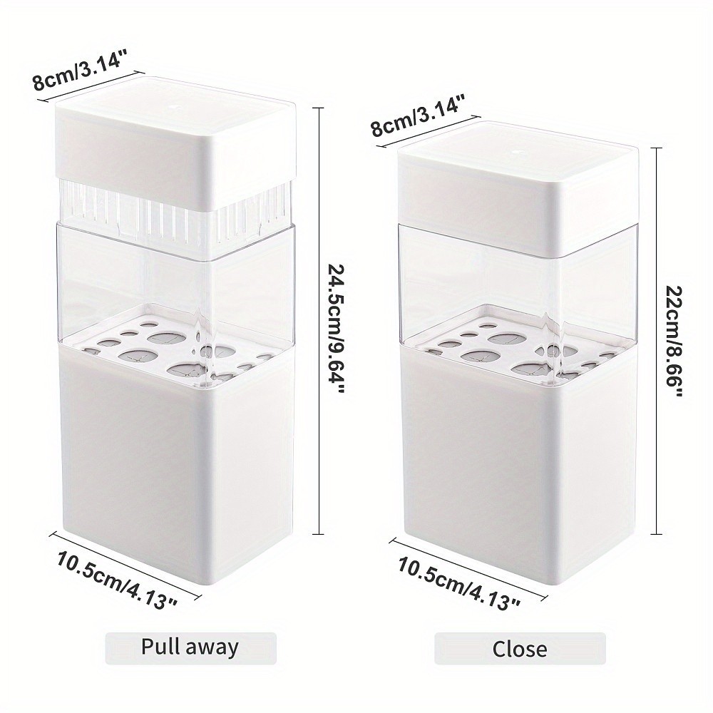 1pc ABS with Plastic Cosmetic Brush Storage Container Rectangle White