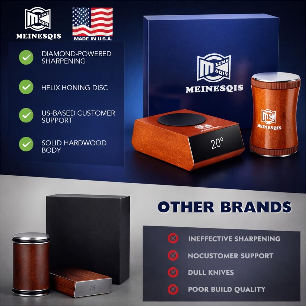 Rolling Knife Sharpener Kit with Diamond & Ceramic Discs, Magnetic Angle Guid...