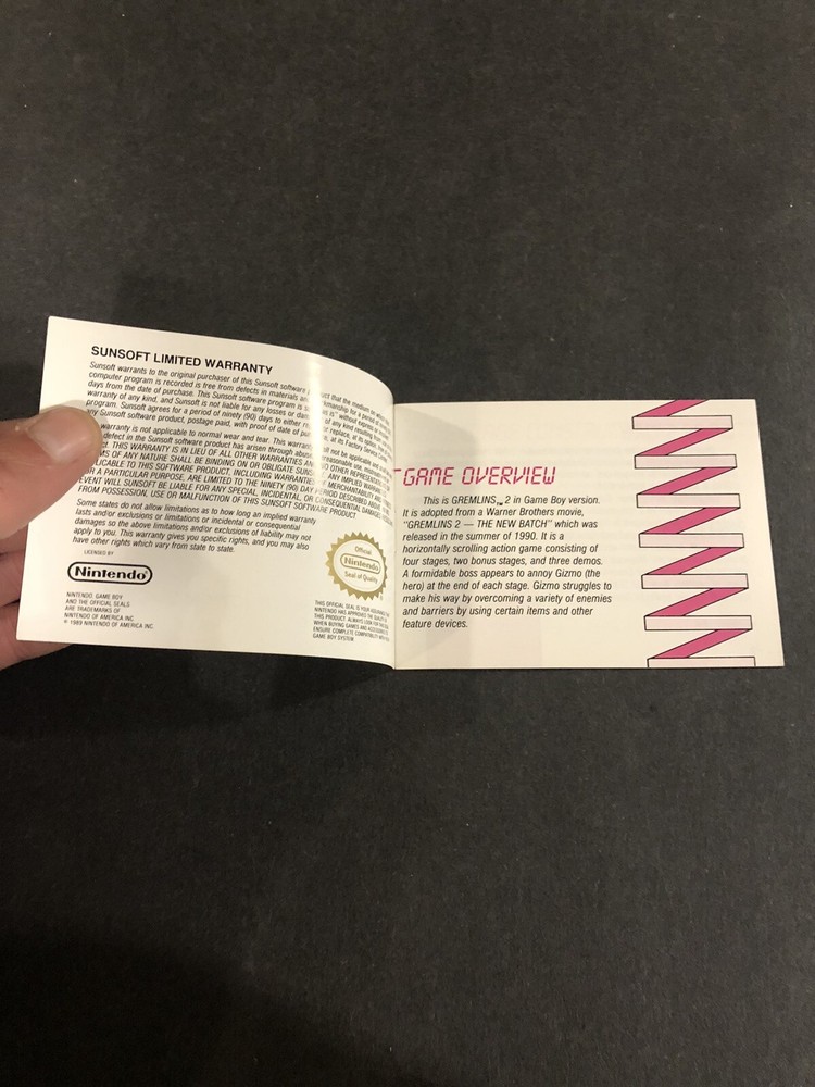 gremlins 2 The New Batch gameboy manual