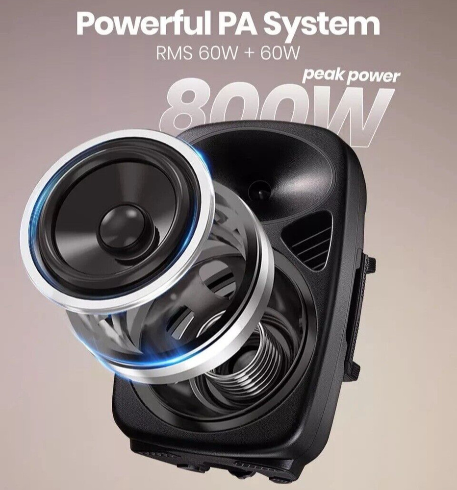 Moukey MPA80 PA System 8“ Speaker 800W Peak Bluetooth Active Passive 1 One Stand