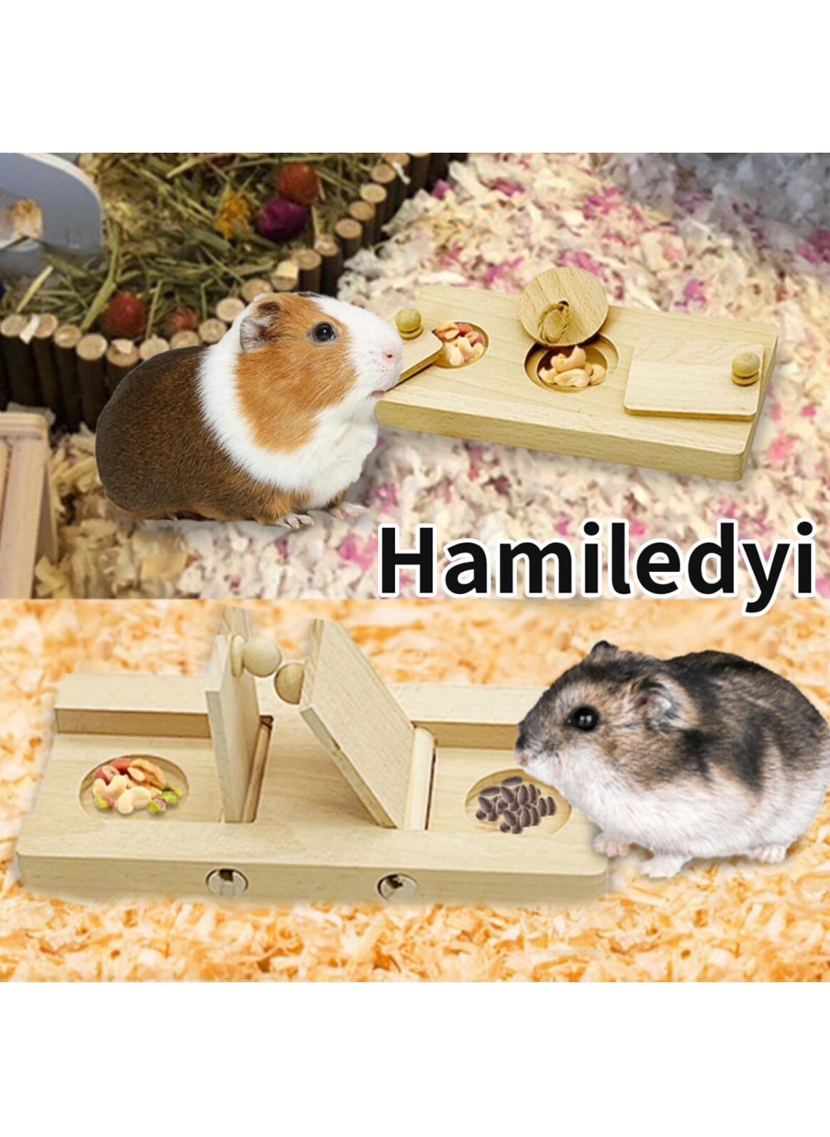 Wooden Enrichment Foraging Toy Set Guinea Pig Foraging Toy Wooden for Gerbil