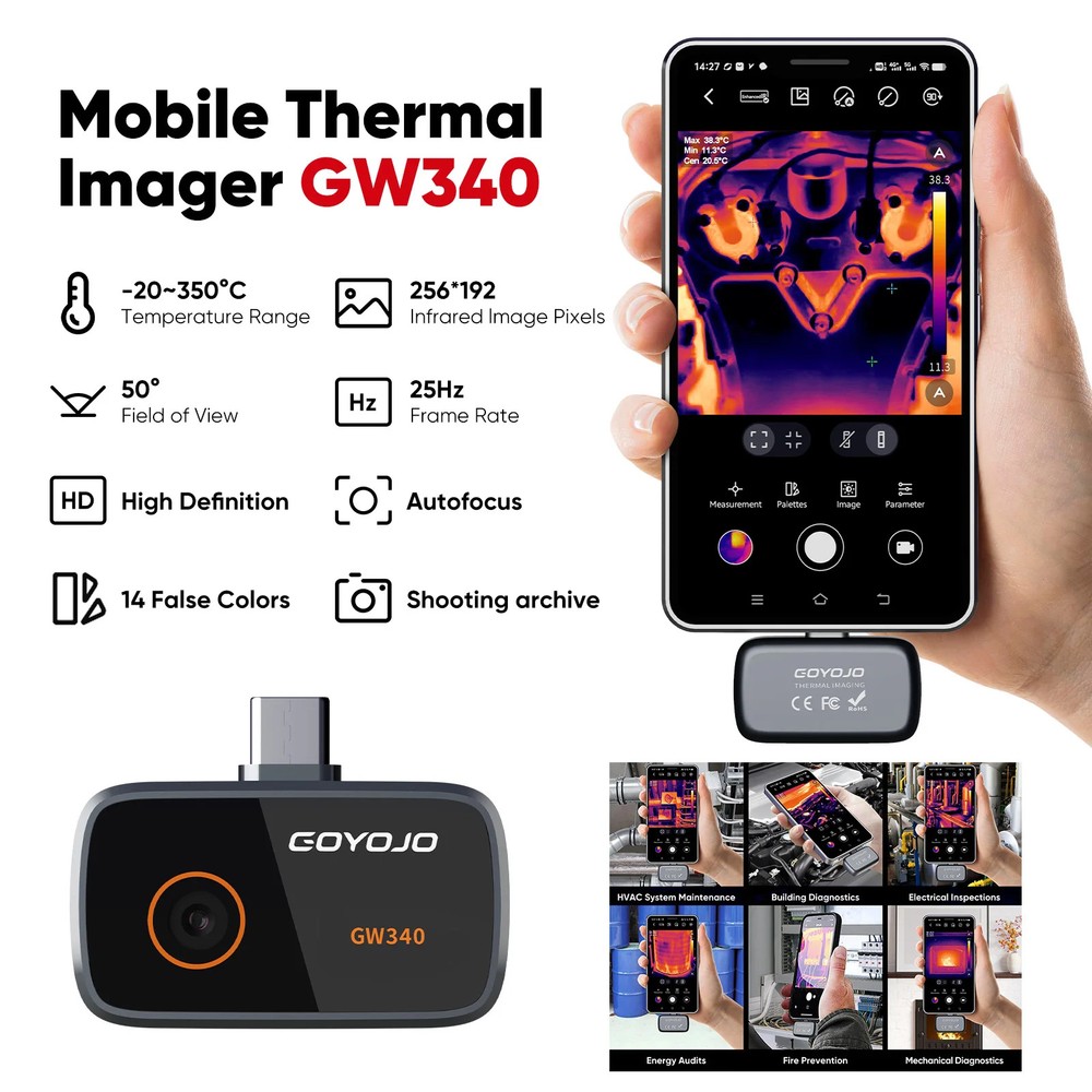 Thermal Camera For Iphone Android 256x192 IR Resolution Thermal Imaging Camera