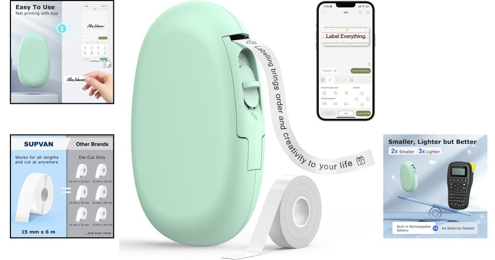 Compact E10 Bluetooth Label Printer with 35 Fonts & 1K Icons for Quick Labeling