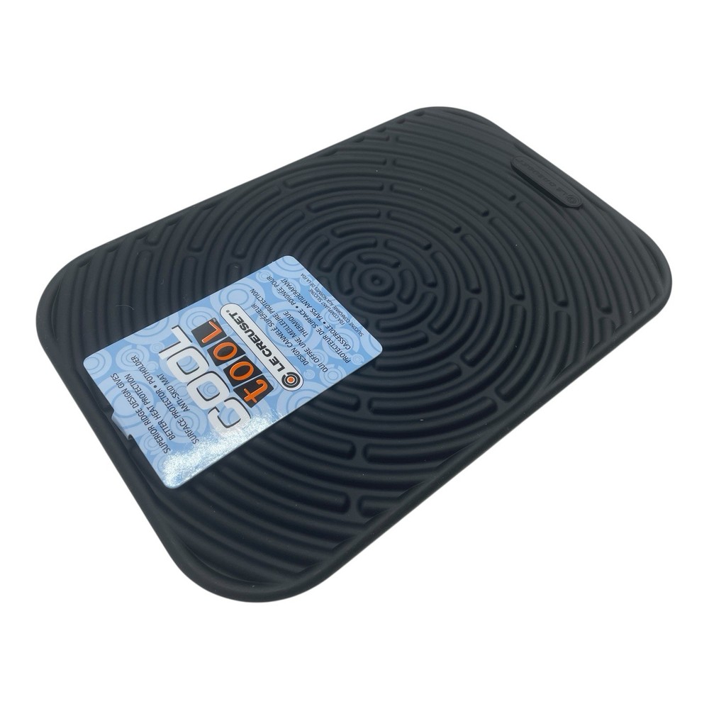 Le Creuset Black Silicone Trivet Mat Potholder Rectangular Hot Pad