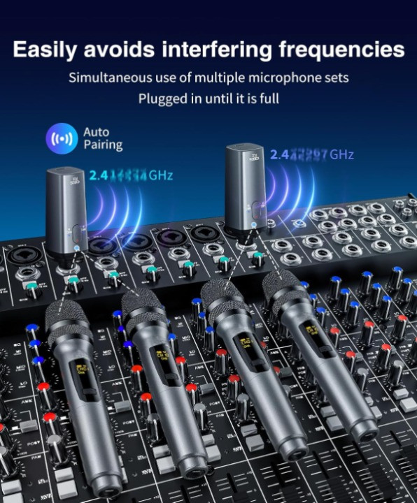 Sistema de Micrófonos Inalámbricos Recargables Duales con Receptor Karaoke,Nuevo