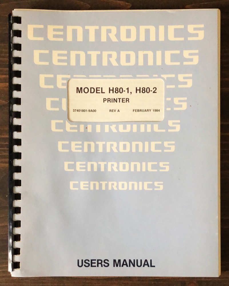 Centronics Model H80-1, H80-2 Printer Users Manual (1984)