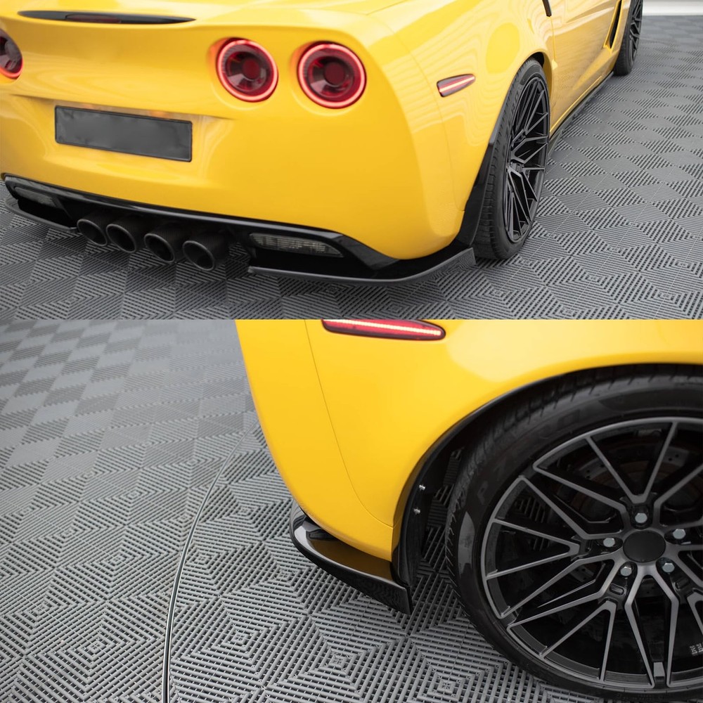 2PCS Rear Bumper Diffuser for Corvette C6 2005-2013 ABS Glossy Black