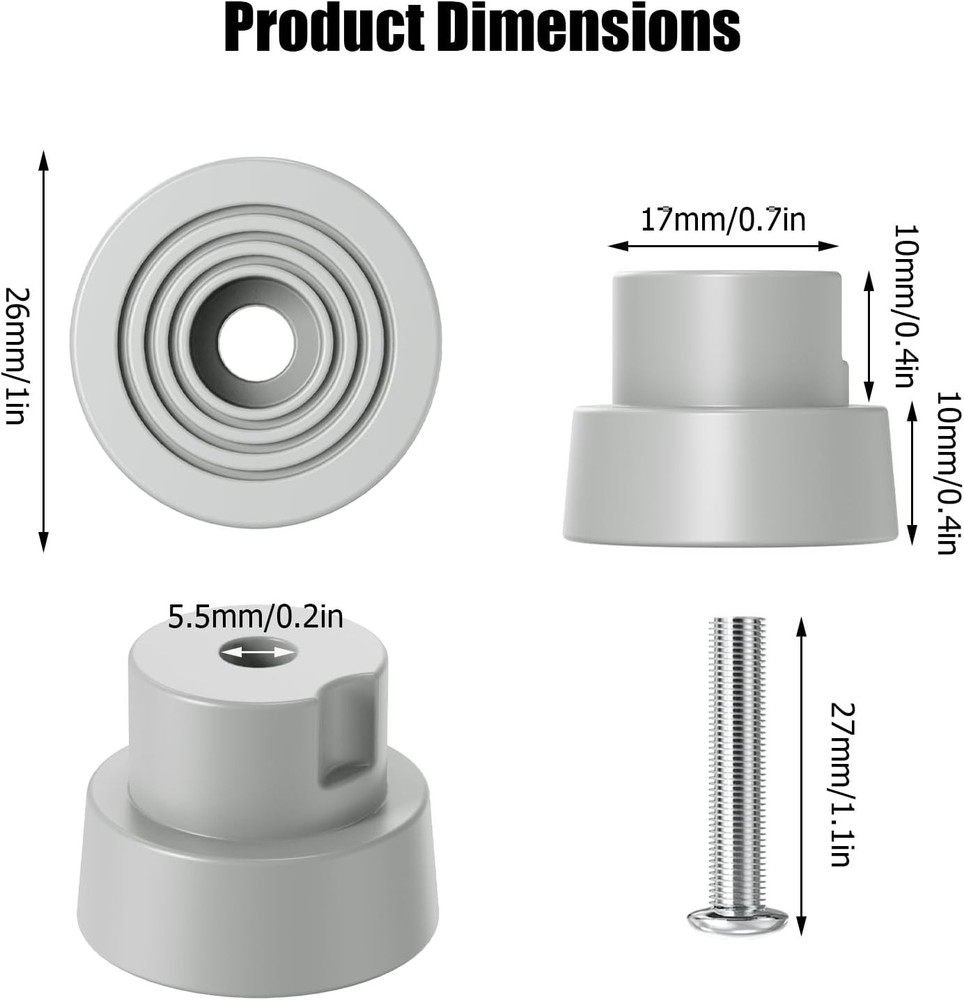 6-Pack Door Stopper Replacement Rubber Tips, Heavy Duty Kickdown Door Stop Tips
