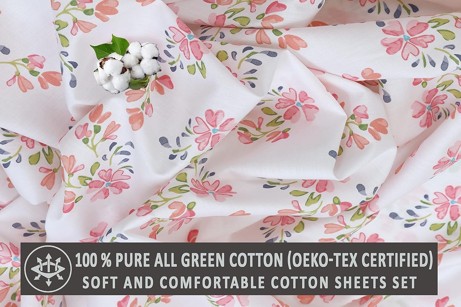 100% Cotton Full Size Bed Sheets, 4 Pieces, Soft & Breathable Percale Weave
