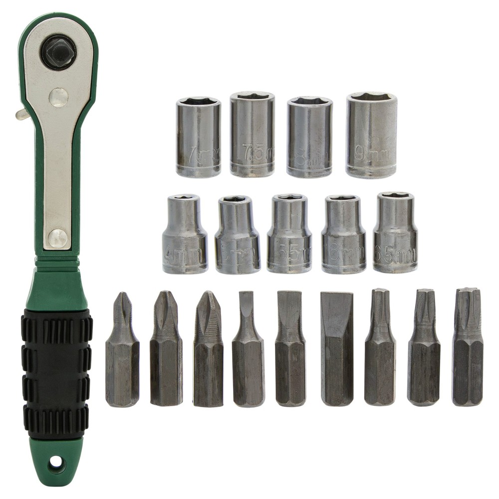 Ratchet Wrench Tool Set with 18pc Combination Bit and Socket Set