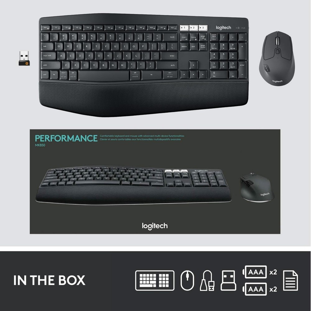 Logitech MK850 Performance Wireless Keyboard and Mouse Combo for Windows, mac...