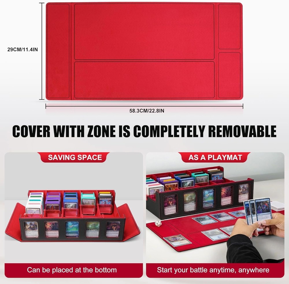 Trading Card Storage Box with Commander Display , 5-Row Deck Case with Remova...