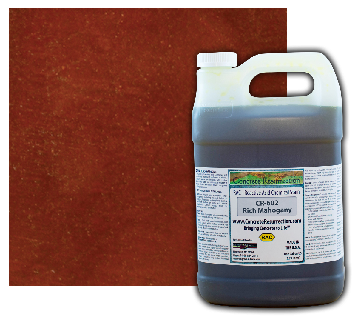 Professional Easy to Apply Concrete Acid StainRich Mahogany - 1 Gallon