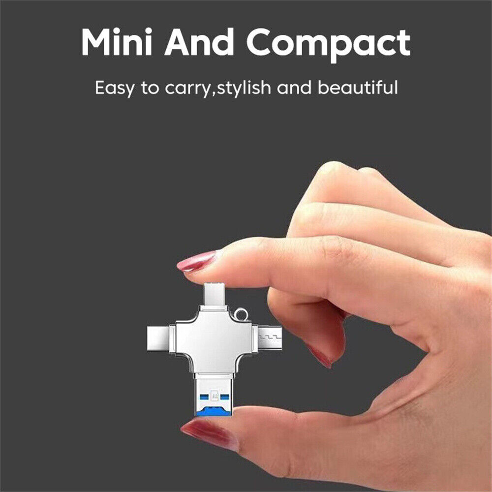 4 in1 OTG iOS Micro Type-C USB Flash TF Card Reader Adapter For iPhone Android