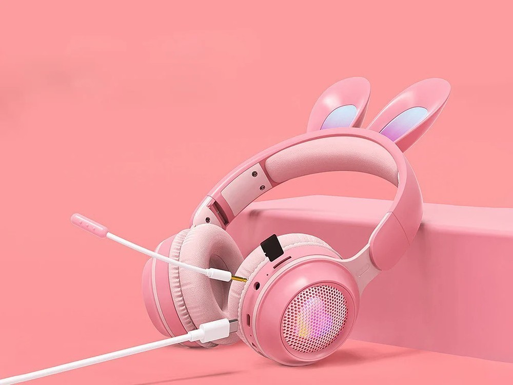 Rainbow Rabbit Luminous Wireless 5.0 Headphone-Pink