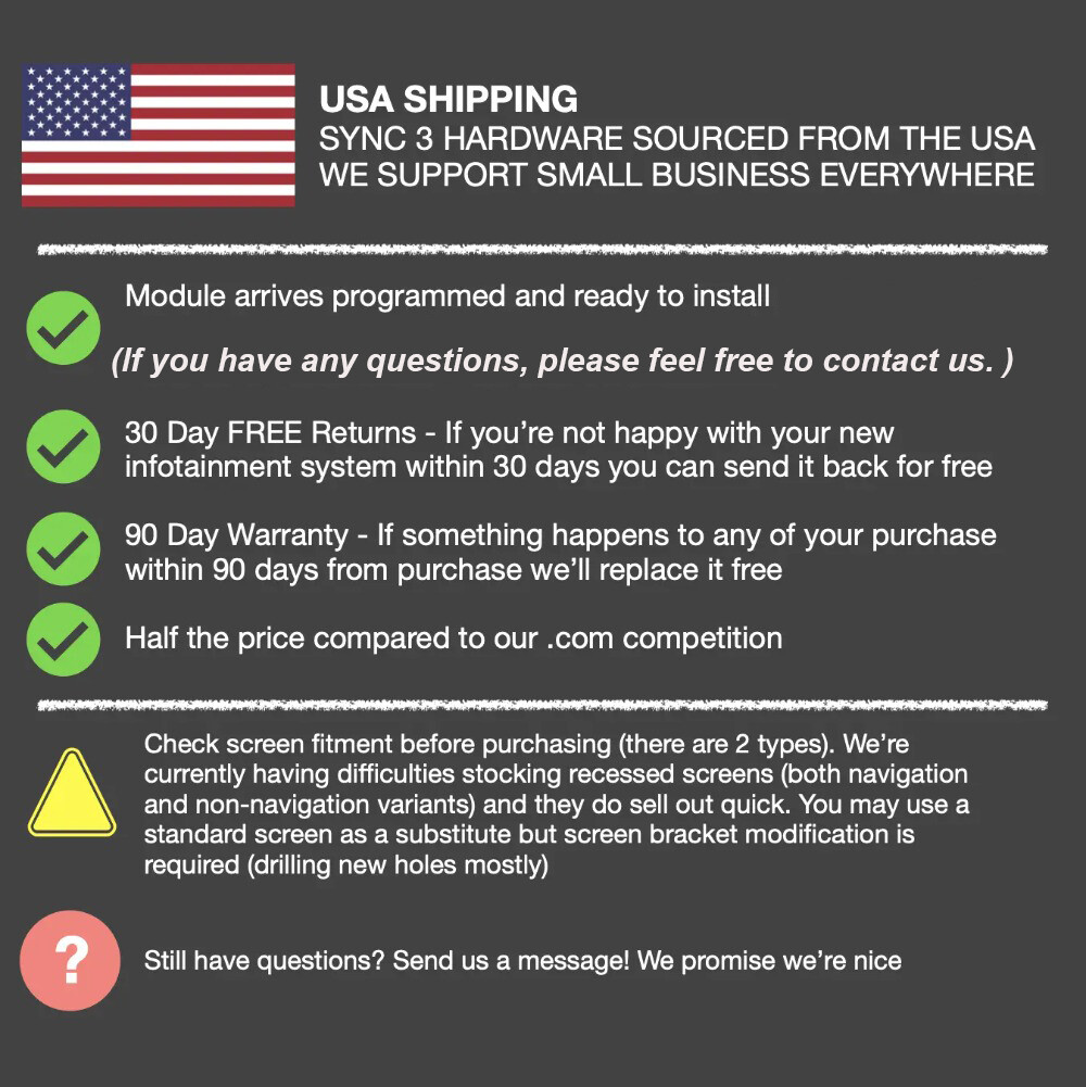 OEM SYNC 2 to SYNC 3 3.4 Upgrade Carplay Kit Fit for Ford Sync3 NA223 Navigation