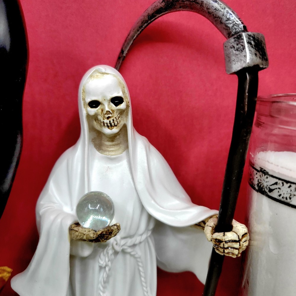 9" Santa Muerte White Statue