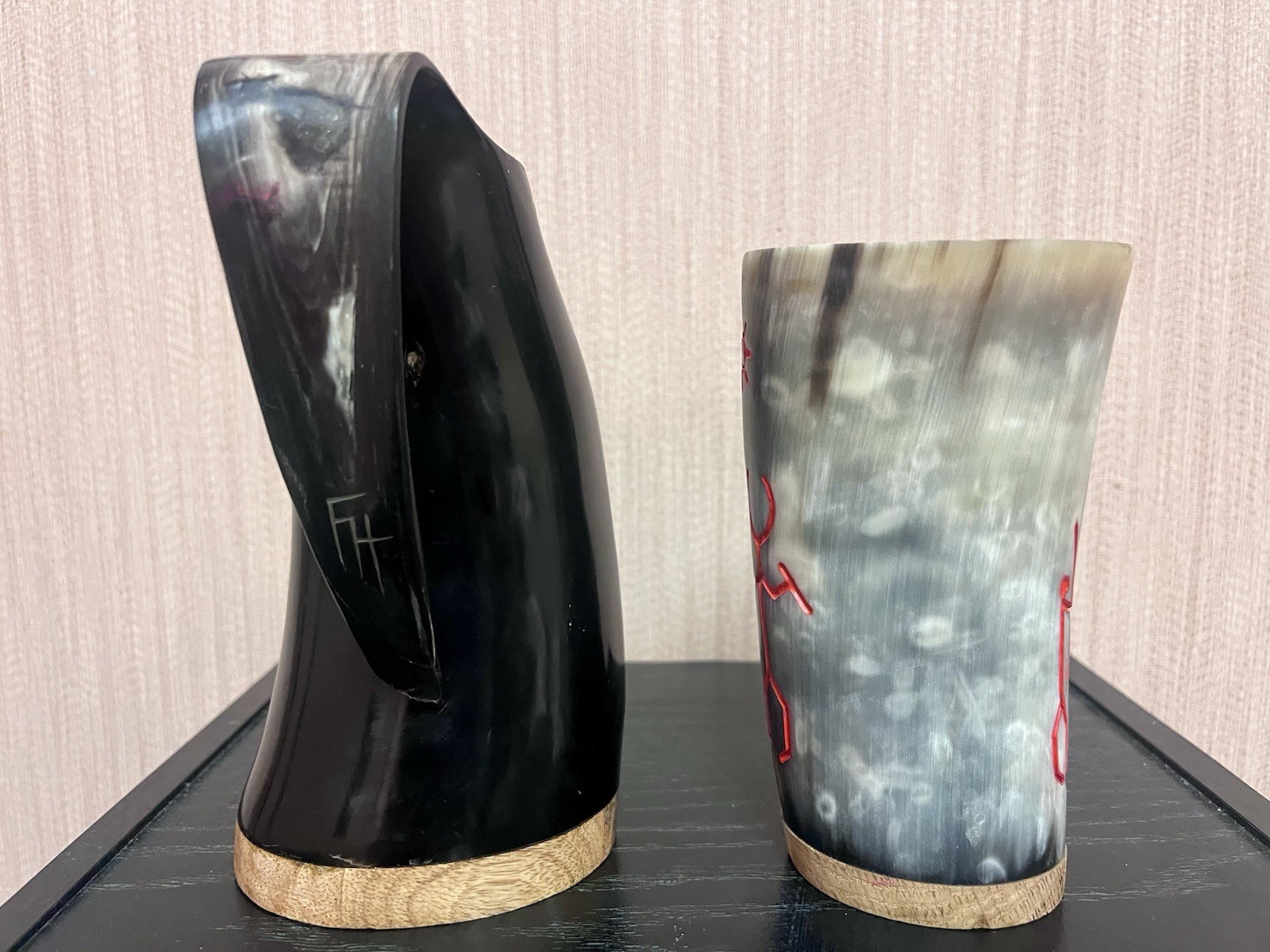 Two Viking Drinking Horn Mugs Horns of Odin - 320ml/450ml