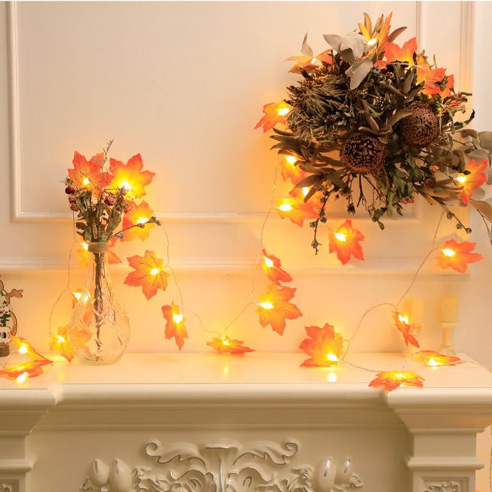 Maple Leaf String Lights Festive 19.69Ft Lighting Lighted Fall Garland