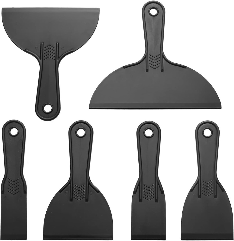 6 Pack Putty Knife, Flexible Plastic Paint Scraper Tool for Spackling