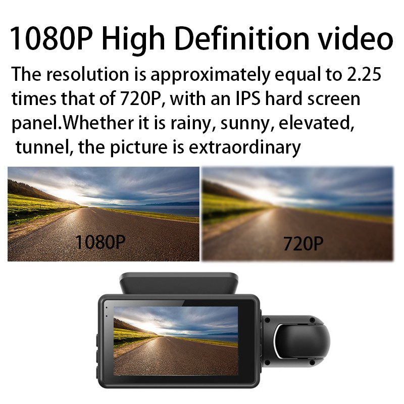 3 inch Car DVR G-sensor Front+Inside Camera Driving Video Recorder Touch Screen