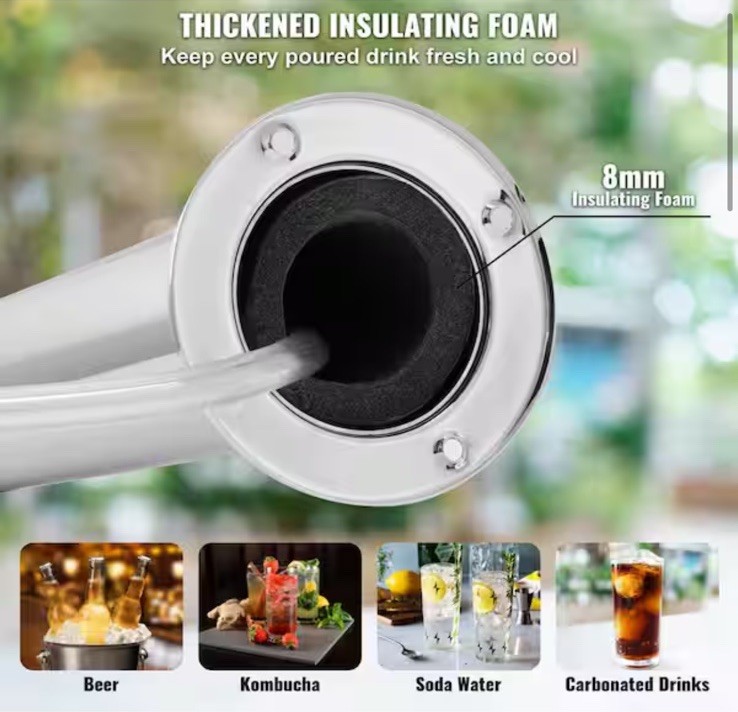 VEVOR Kegerator Tower Kit Single Tap Beer Conversion Kit with Beer Drip Tray