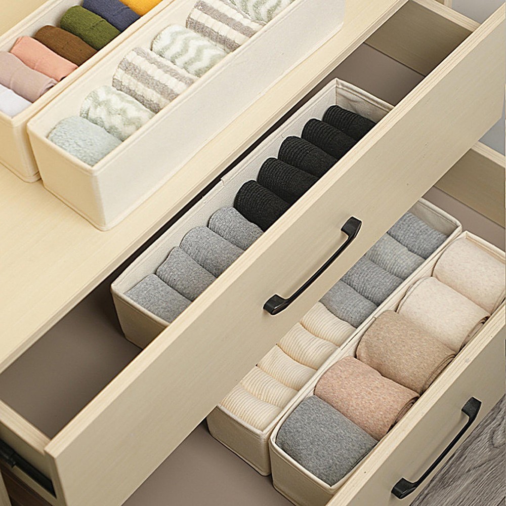 Narrow Storage Bins Space-Saving Foldable Fabric Storage Bins Stable Sock
