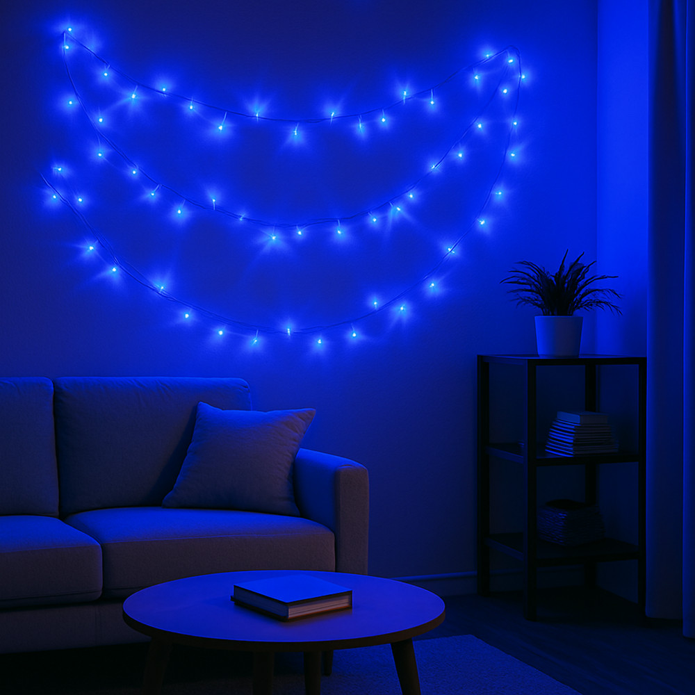 Elegani 3-Pack 100 LED String Lights – Blue, 8 Lighting Modes, Connectable up to