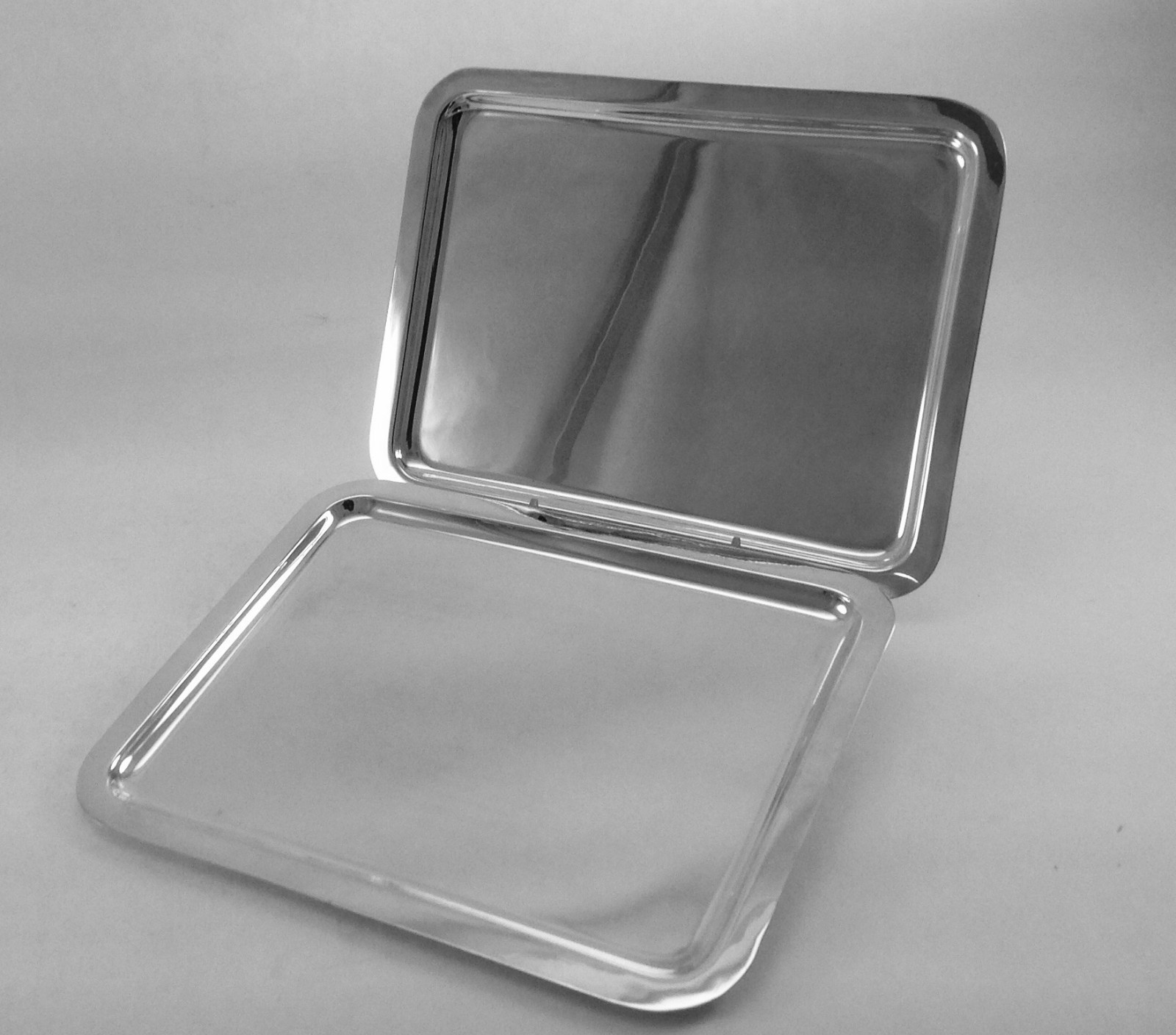 Silver Oblong Coffee Tray , Raw Edge/Plain. 11 in.