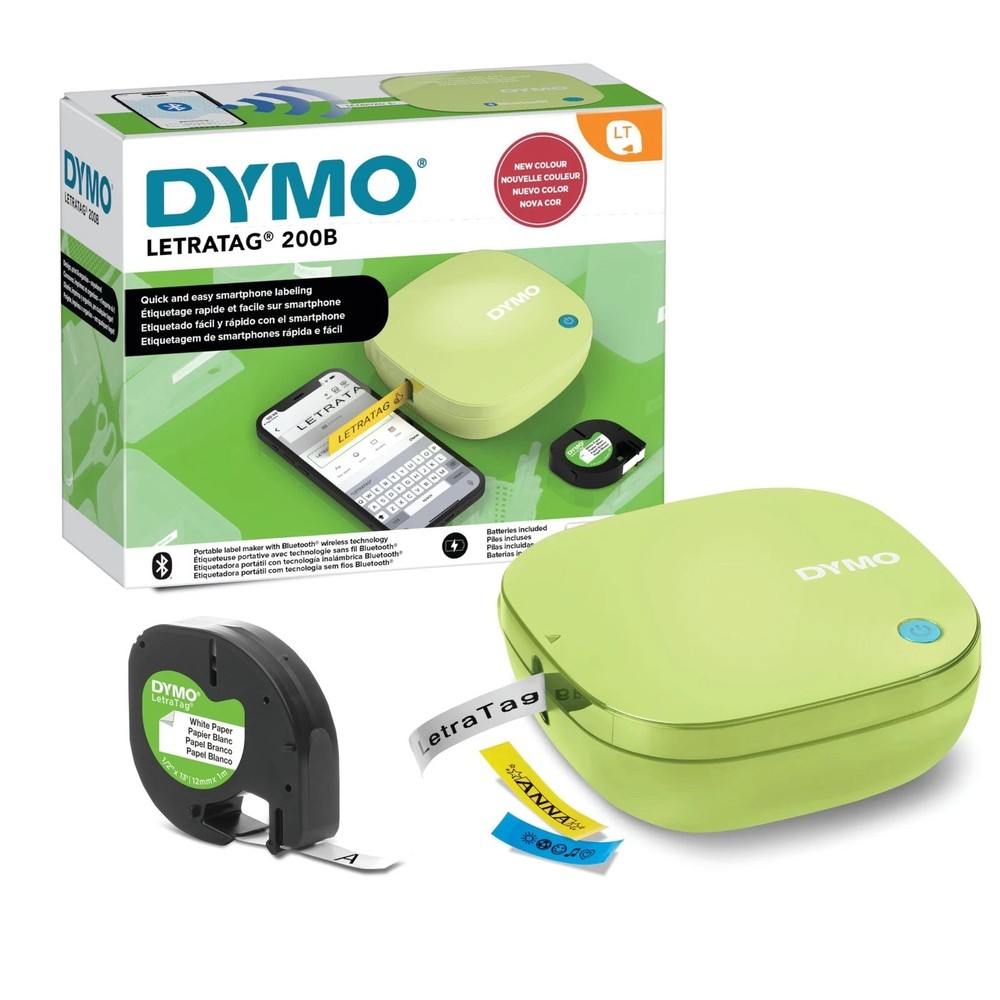 Dymo LetraTag 200B Bluetooth label maker compact printer pistachio yellow