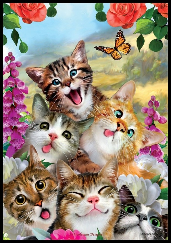 Cat Selfie - Chart Needlework DIY DMC Color Counted Cross Stitch Patterns