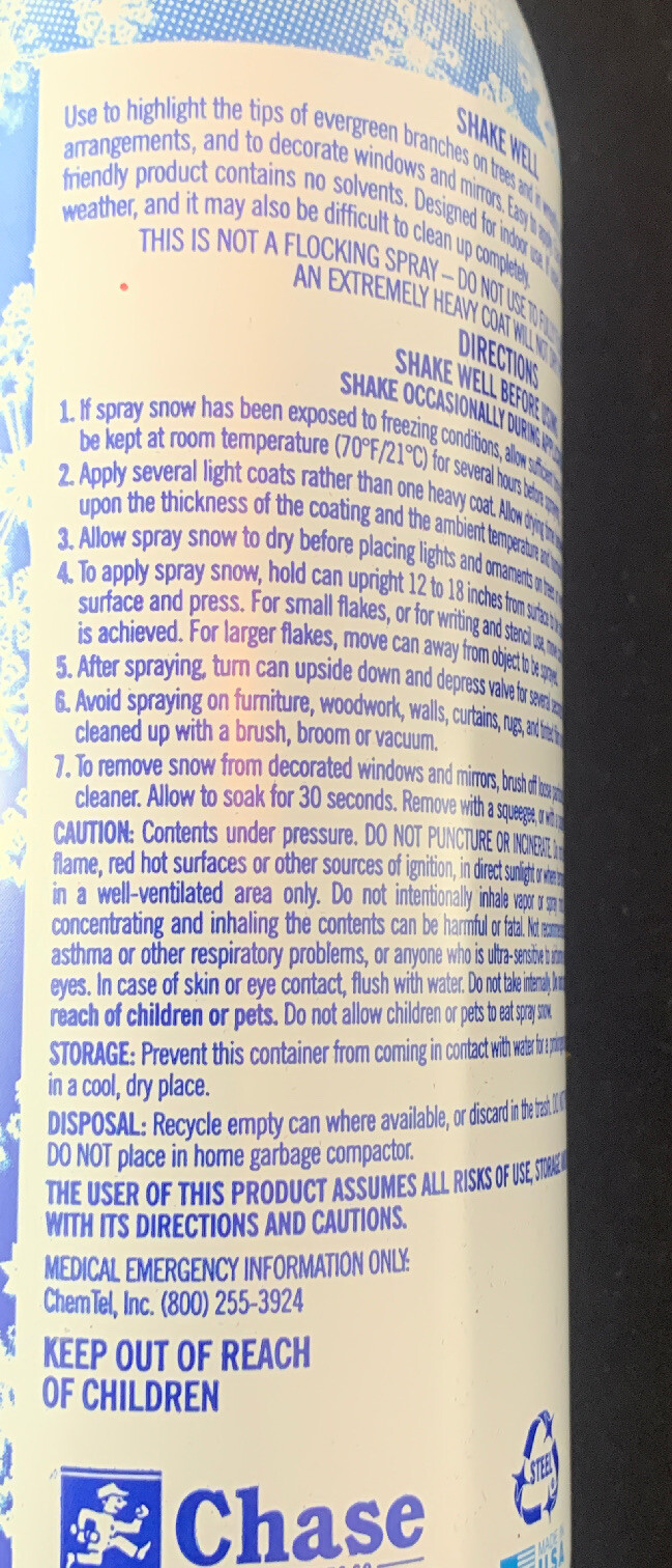 Santa Snow Spray Aerosol Snow 9oz Can Crafts Wedding Fake Artificial Christmas