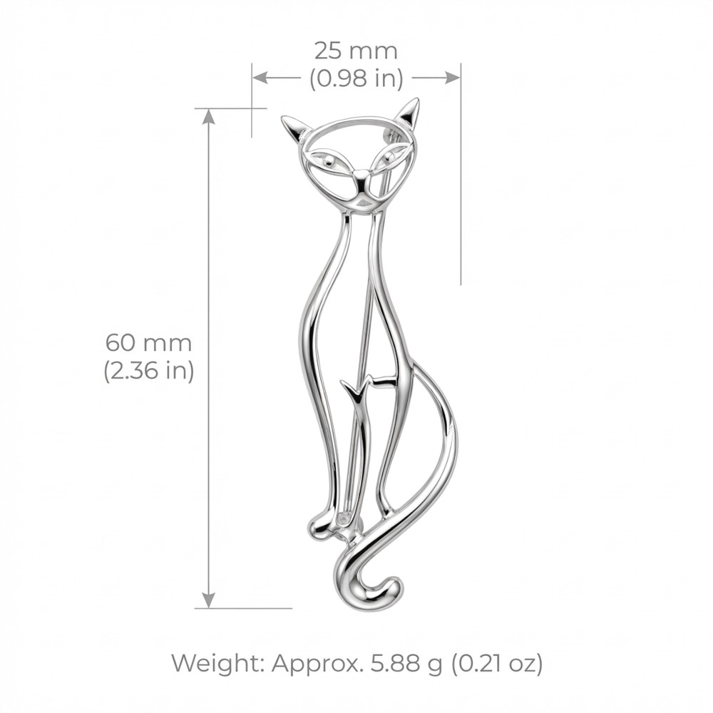 Sterling Silver Cat Brooch with presentation gift box