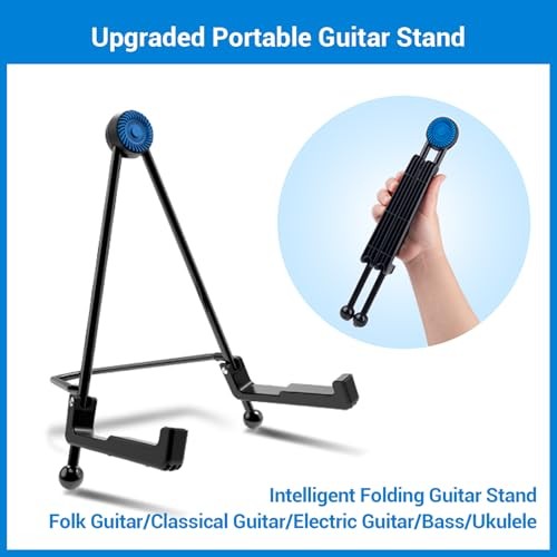 Guitar Stand - Foldable Guitar A-Frame Stand, Portable Solid Black for Guitar