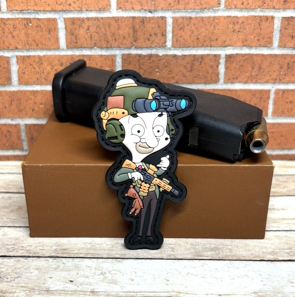 PVC Tactical Morale Patch, Tactical Mr. Bean Patch, Military Bean Gun Patch