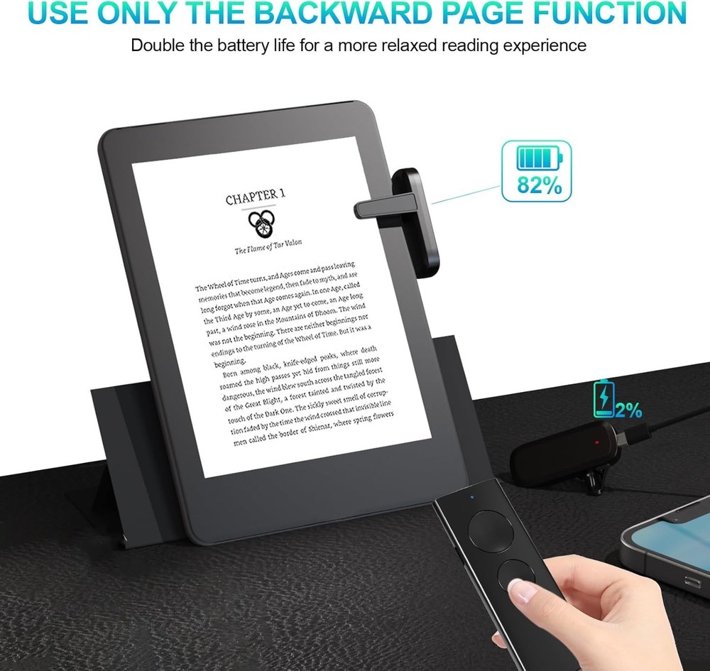 Remote Page Turner 2 Pack Kindle Support Forward & Backward Compatible Paperwhit