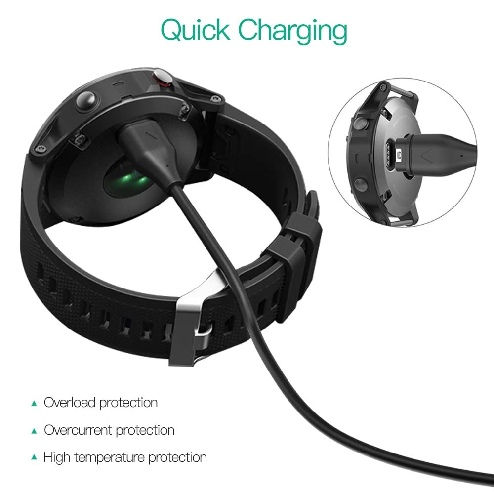 Durable USB Charging Cable for Garmin Watches - 2-Pack with Safety Features