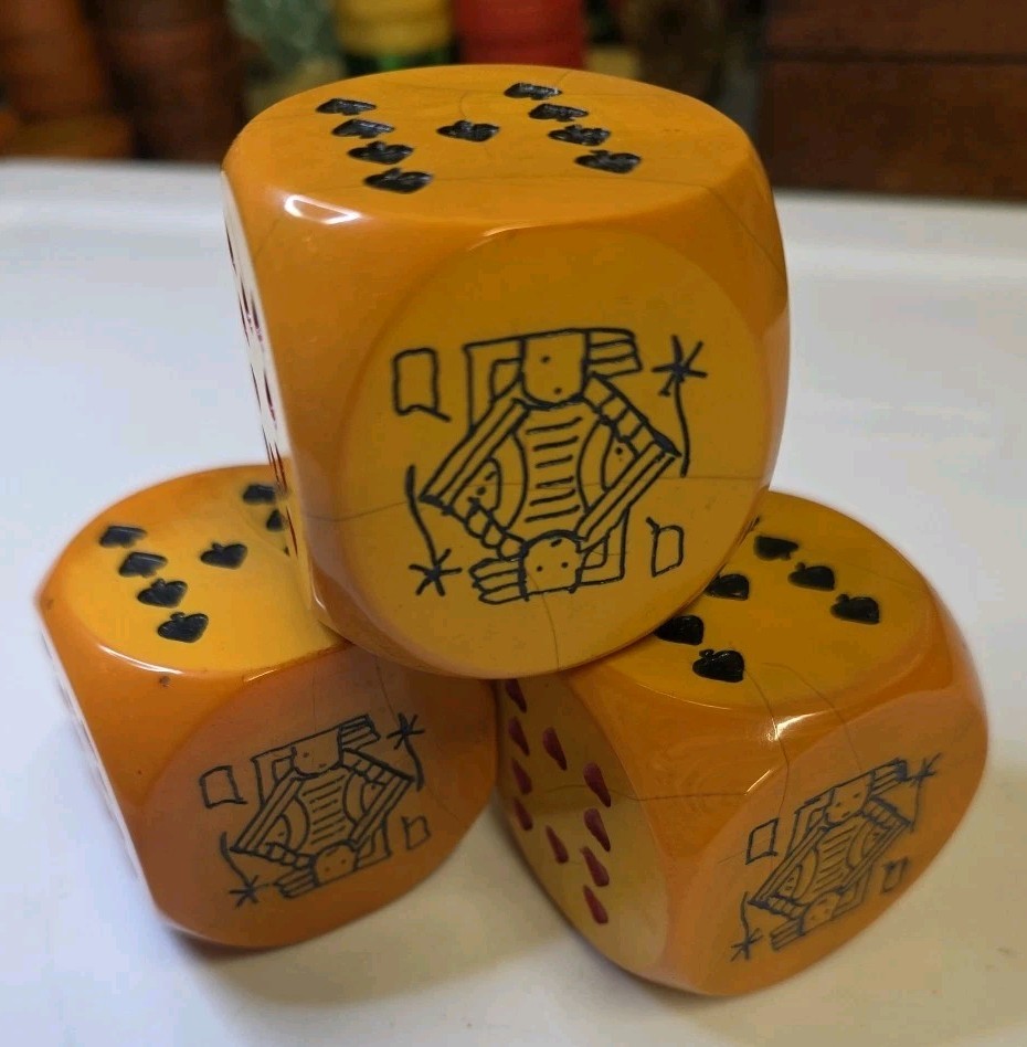 Bakelite Poker Dice 2" Jumbo • 3 Pieces