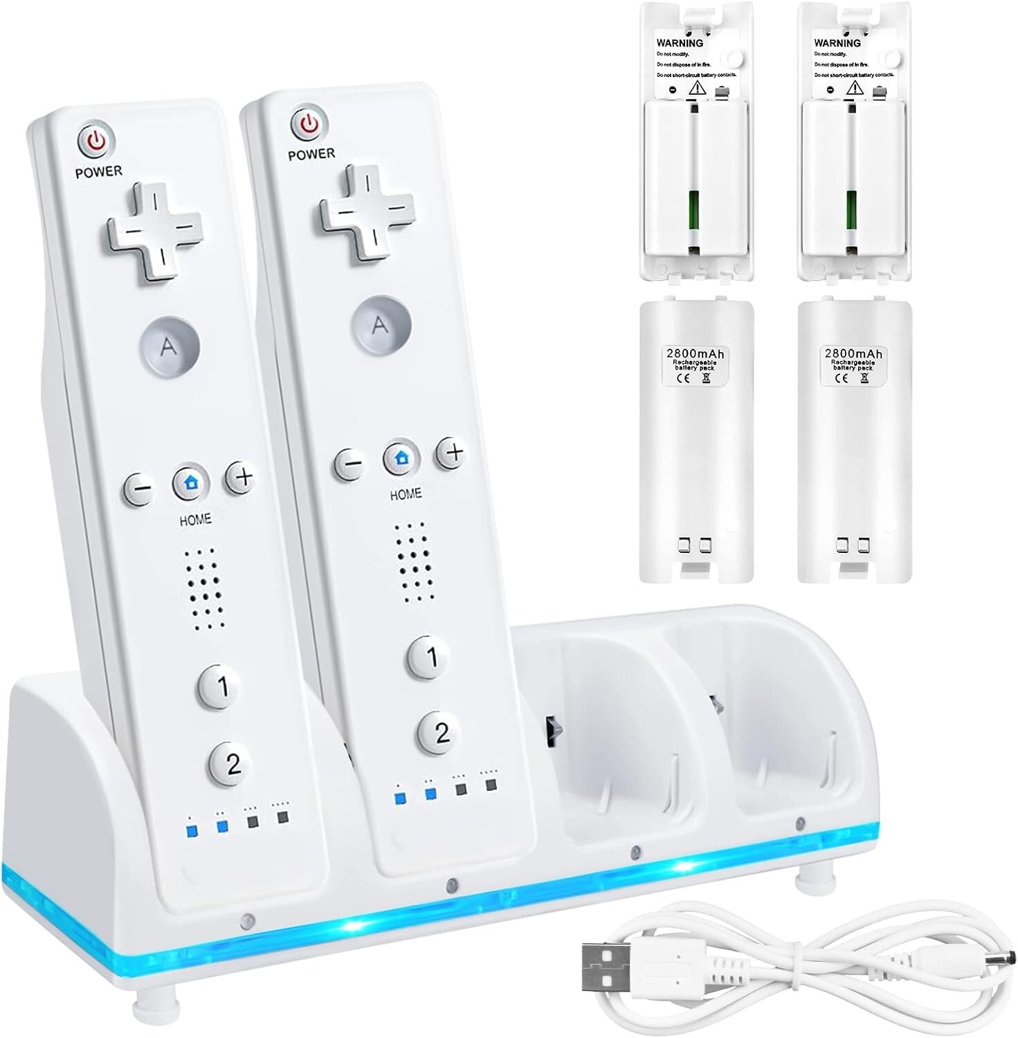 New 4-in-1 Charging Station With 4 Battery Packs for Wii&Wii U Remote Controller