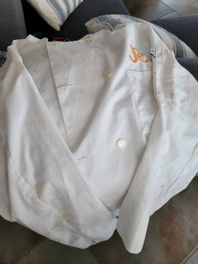 Chef jacket unisex damaged with soy sauce stains